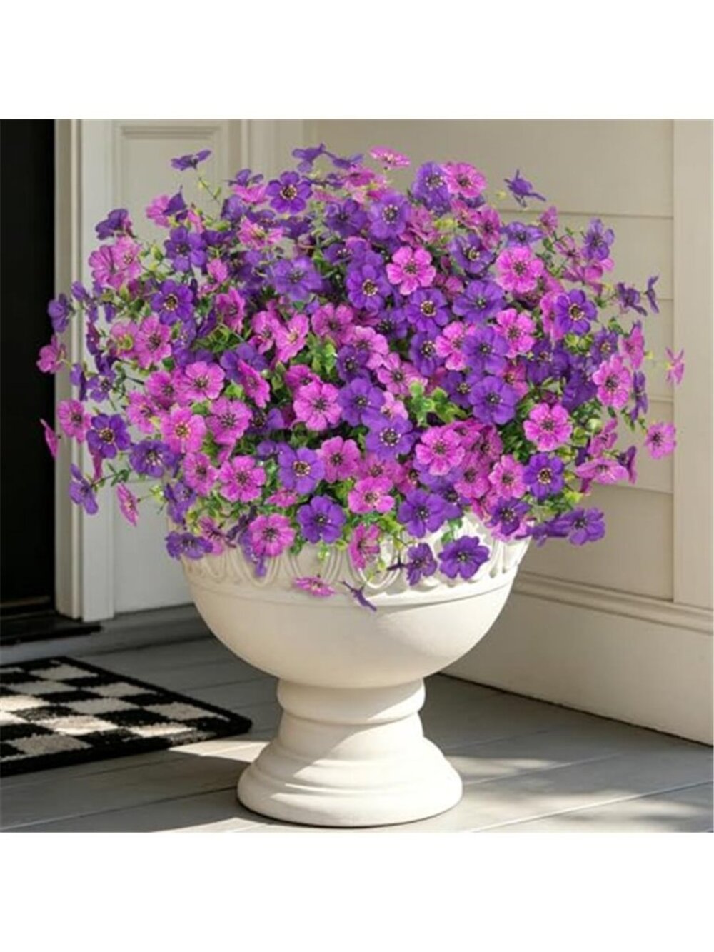 Artificial Daisy Flowers Light Purple Faux Outdoor Plants Eucalyptus 12 Bundles